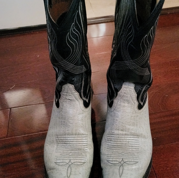 TONY LAMA 8056 Gray & Blue  Leather Western Cowboy Boots Men's 9.5D - Picture 2 of 9